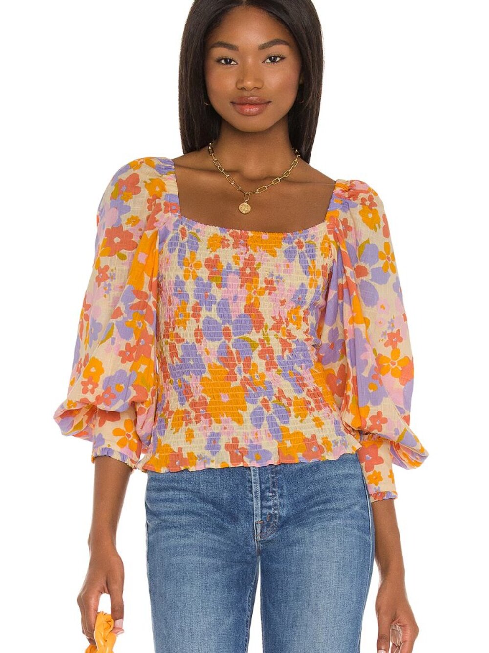 Free People Ariana Printed Top Spring Combo Floral S